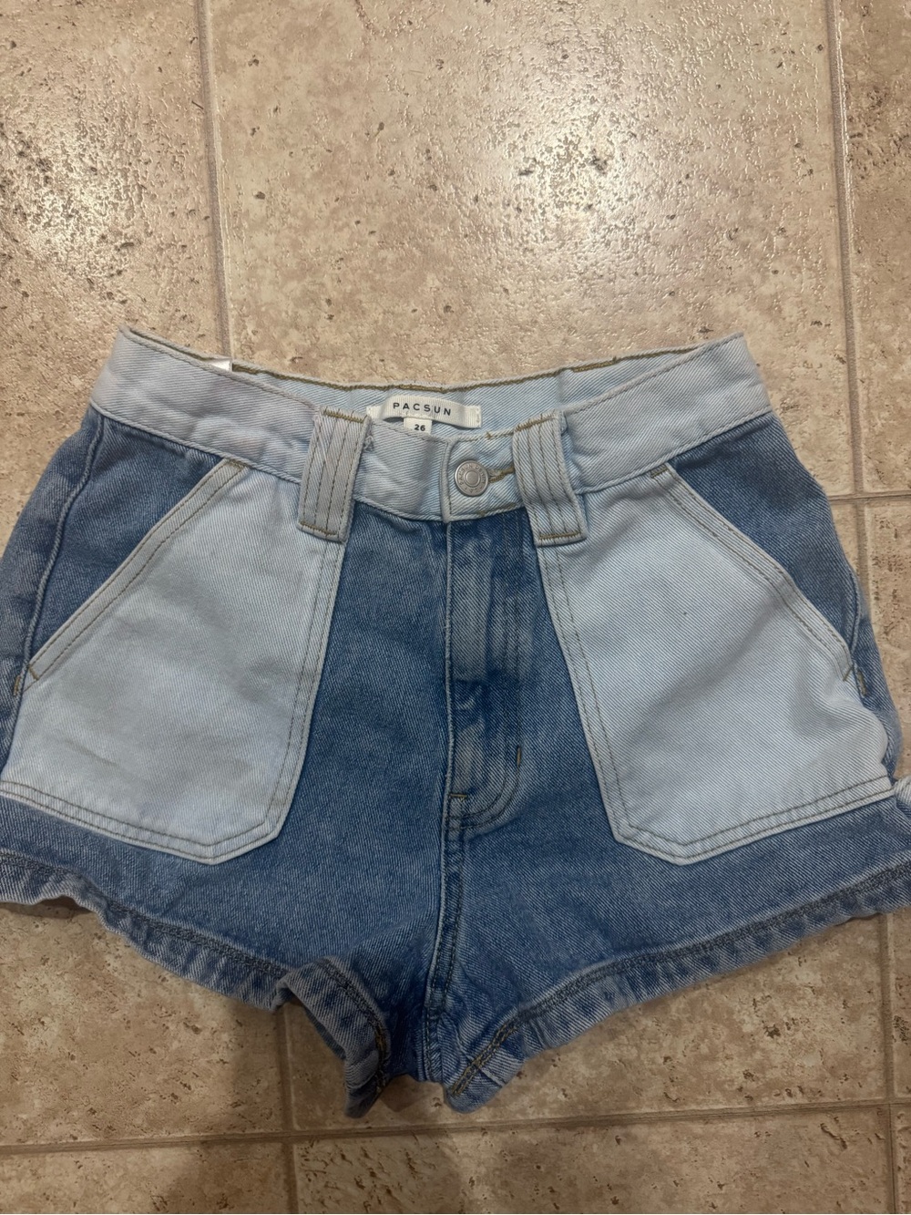 PacSun Two-Tone Denim High-Waist Women’s Shorts - Light & Medium Blue